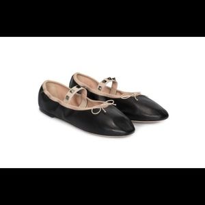 Valentino Ballet Flats Rock-stud Black Leather